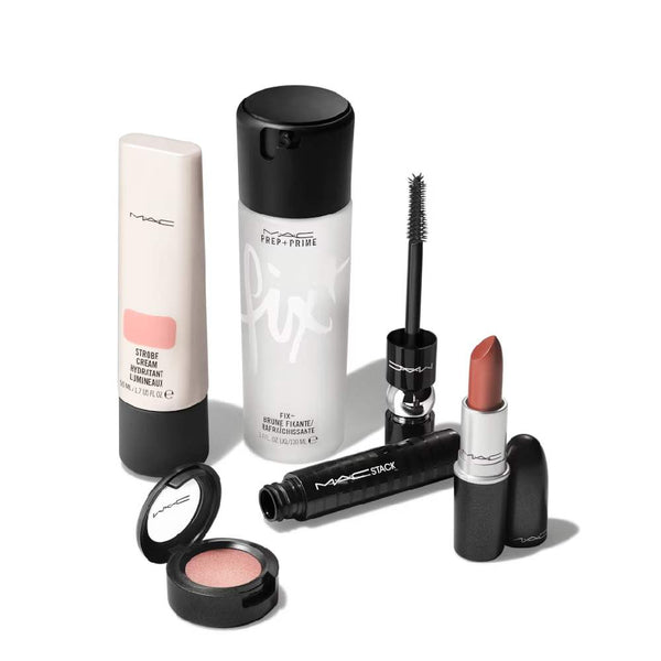 Mac A Cocktail Of Best Sellers Kit +Lipstcik+Blush+Mascara+Cream+Primer