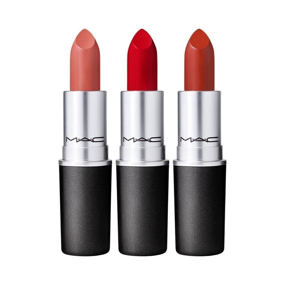 Mac Mochaccino Miles Lipstick Trio Set Mocha 813+Ruby Wood 707+Chili 602