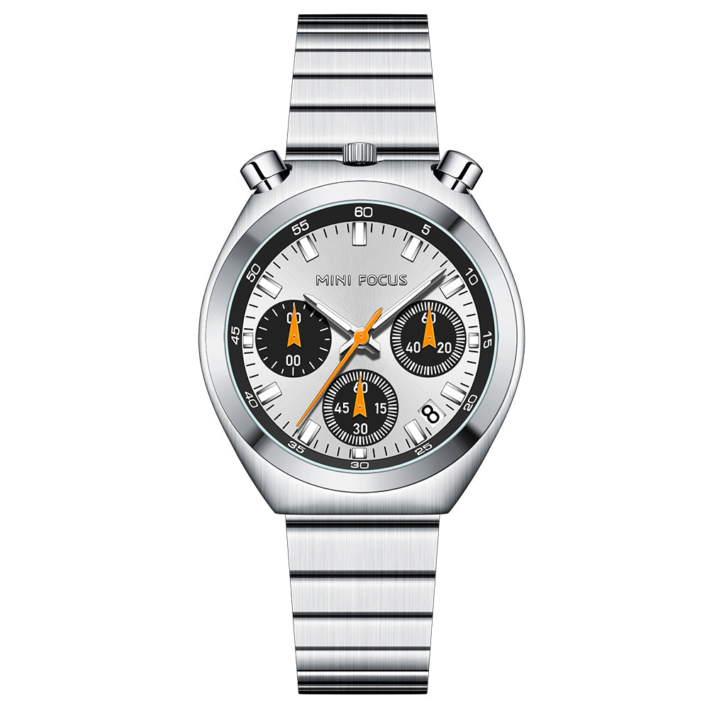 Mini Focus Silver Stainless Steel Silver Dial Chronograph Quartz Watch for Gents - MF0491L-01