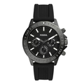 Fossil Chronograph Black Silicone Strap Black Dial Bannon Quartz Watch for Gents - BQ-2711
