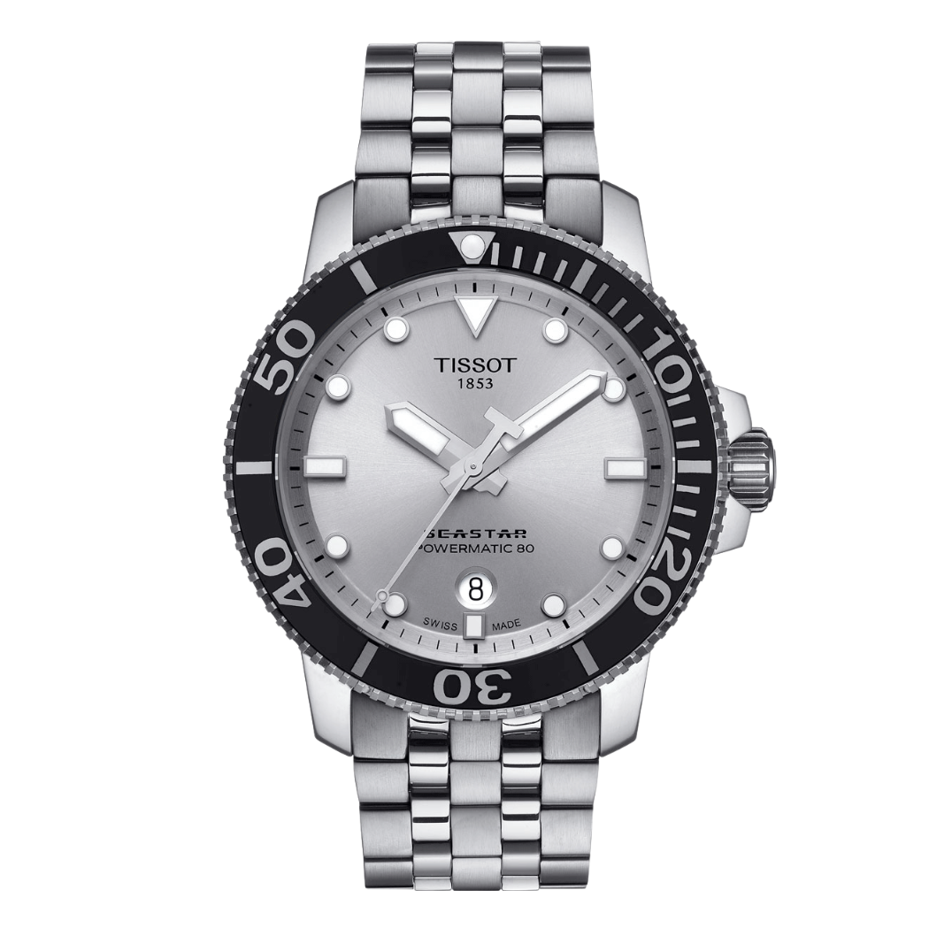 Tissot Seastar Silver Stainless Steel Silver Dial Automatic Watch for Gents - T120.407.11.031.00