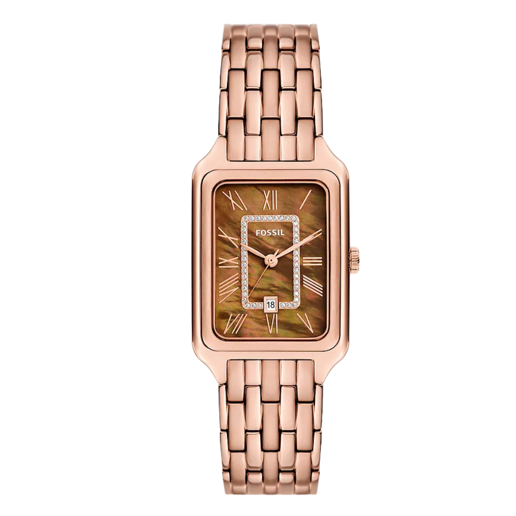 Fossil Rose Gold Stainless Steel Brown Dial Quartz Watch for Ladies - ES-5323