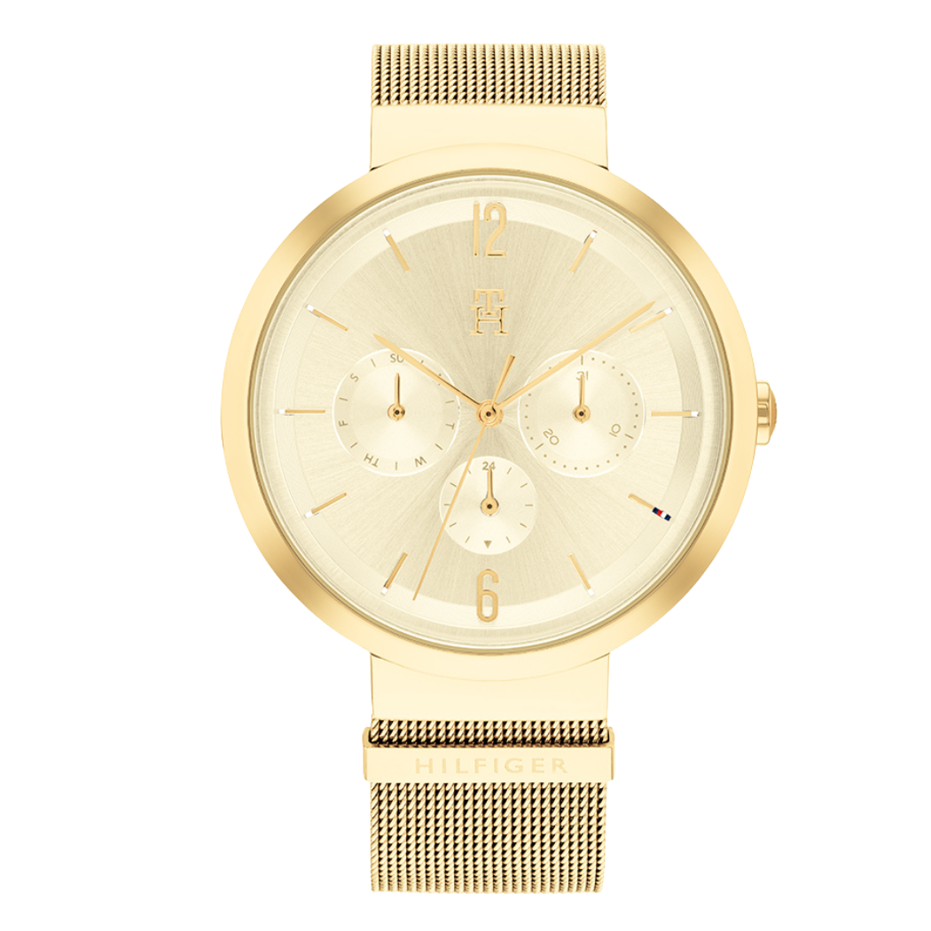 Tommy Hilfiger Gold Mesh Bracelet Gold Dial Quartz Watch for Ladies - Tommy Hilfiger 1782539
