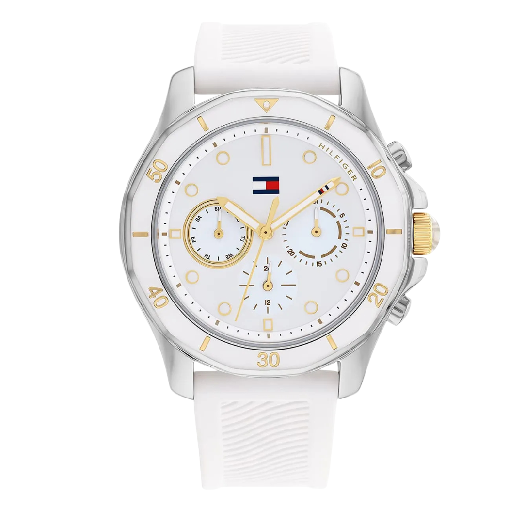Tommy Hilfiger White Silicone Strap White Dial Chronograph Quartz Watch for Gents - Tommy Hilfiger 1782568