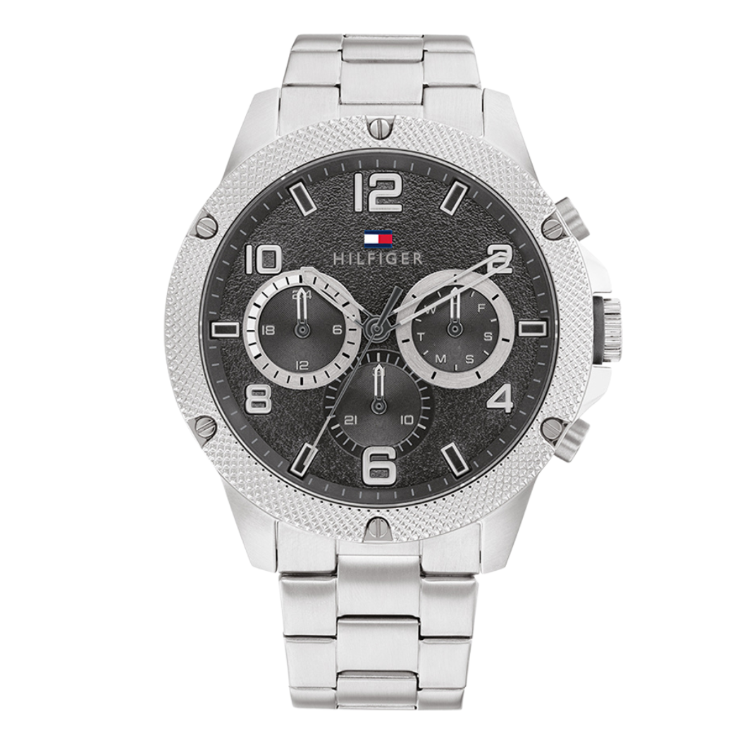 Tommy Hilfiger Silver Stainless Steel Grey Dial Chronograph Quartz Watch for Gents - Tommy Hilfiger 1792029