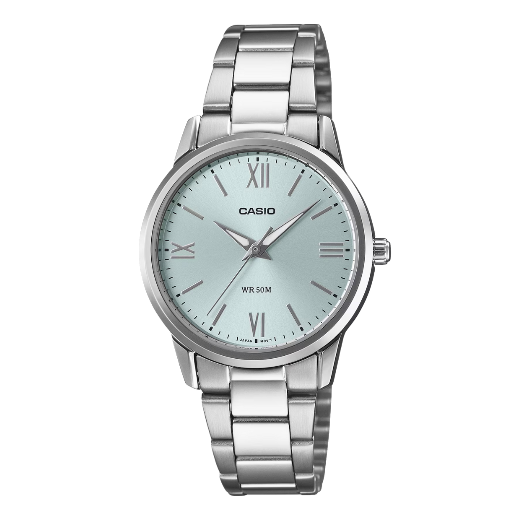 Casio Silver Stainless Steel Blue Dial Quartz Watch for Ladies -  CASIO-LTP-1303DD-2AVDF
