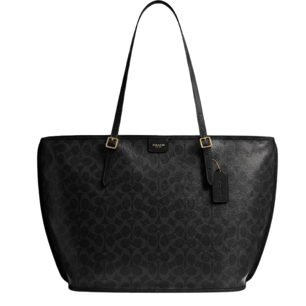 Coach Taxi Tote Black Signature Canvas & Leather Trim - CCC40
