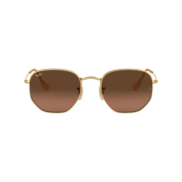 Ray-Ban Hexagonal Flat Lenses Gold Brown Mirror Sunglasses – RB3548 9124/43 (54-21-145)