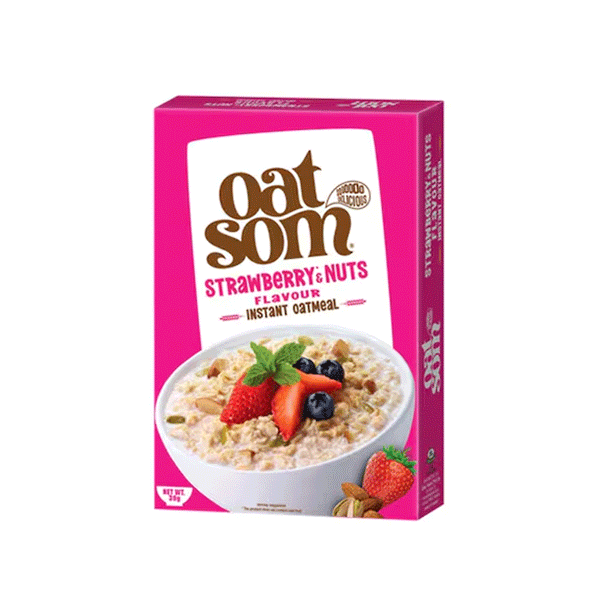 Oat Som Strawberry & Nuts Flavour Instant Oatmeal 39g - Snapcart.pk