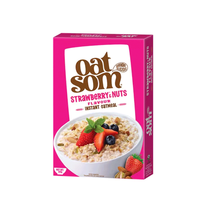Oat Som Strawberry & Nuts Flavour Instant Oatmeal 39g - Snapcart.pk