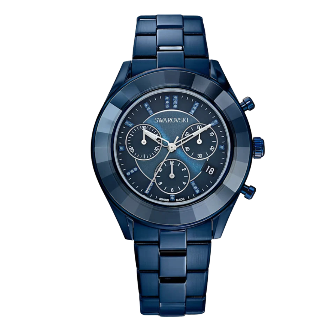 Swarovski Blue Stainless Steel Blue Dial Chronograph Quartz Watch for Gents - Swarovski 5610475