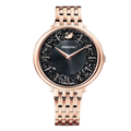 Swarovski Rose Gold Stainless Steel Black Dial Quartz Watch for Ladies - Swarovski 5544587