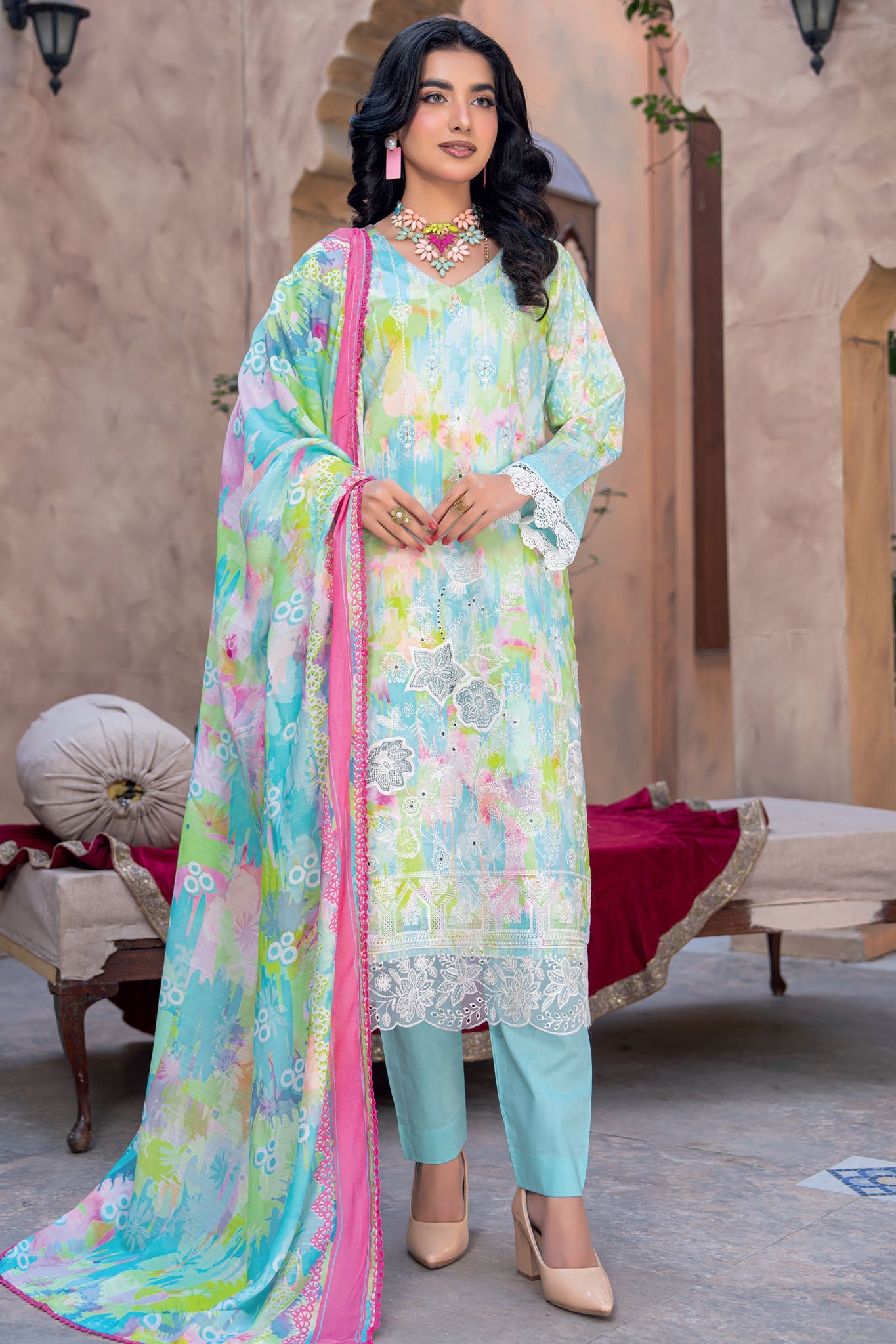 Rut Rang By Riaz Arts Unstitched 3 Piece Digital Print Emb Suit-D-07