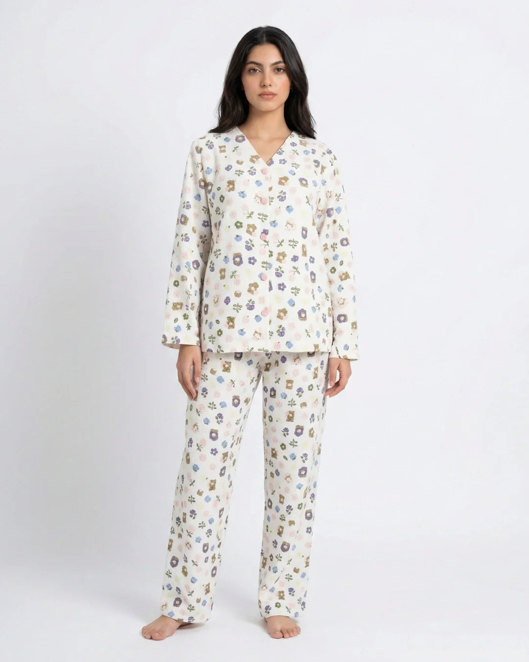 Summer Crinkled Pajama Suit - Pastel Bloom