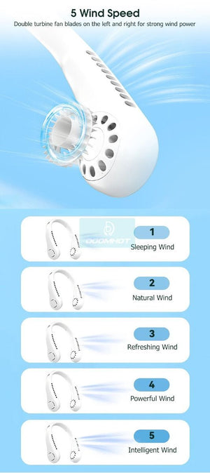 Neck Fan Portable Bladeless Fan Rechargeable 360° USB Cooling Fan - My Store