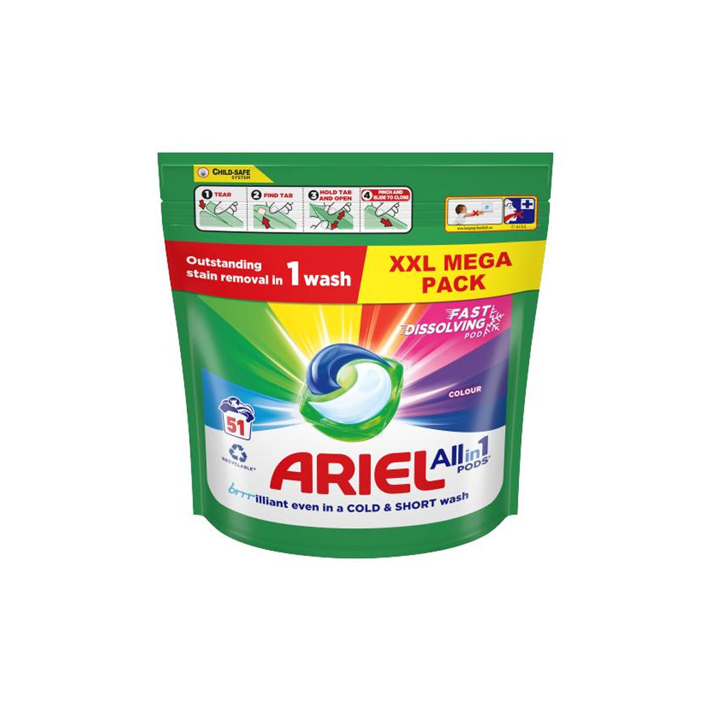 Ariel Cool Clean Colour All In 1 Pods 51s - Snapcart.pk