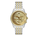 Emporio Armani Two-Tone Stainless Steel Gold Dial Chronograph Quartz Watch for Gents - AR11603