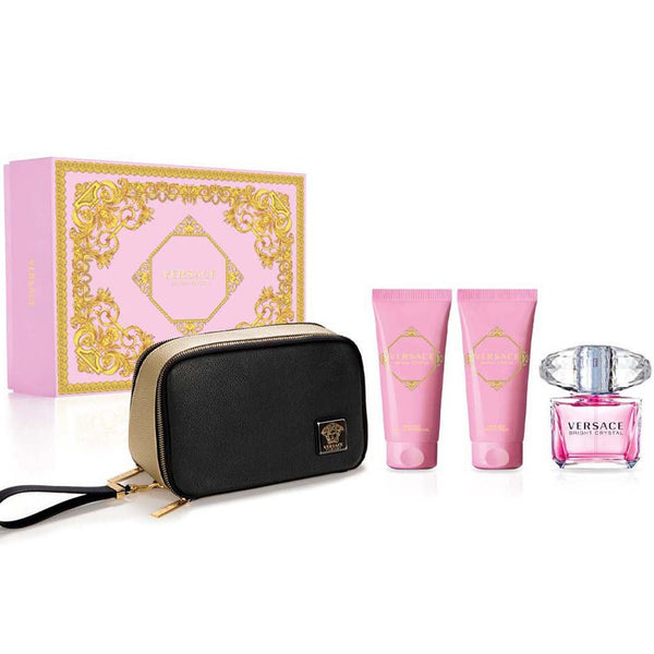 Versace Bright Crystal EDT 90Ml+Body Lotion 100Ml+Shave Gel 100Ml+Pouch