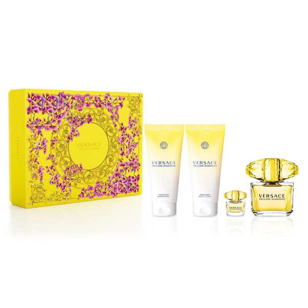 Versace Yellow Diamond Women Set EDT 90Ml+BL 100Ml+S Gel 100Ml+Black And Gold Bag