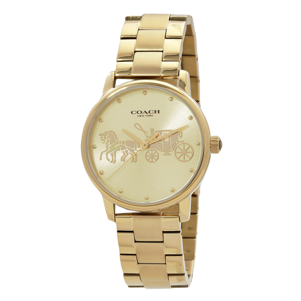 Coach Grand Gold Stainless Steel Gold Dial Quartz Watch for Ladies - 14503075