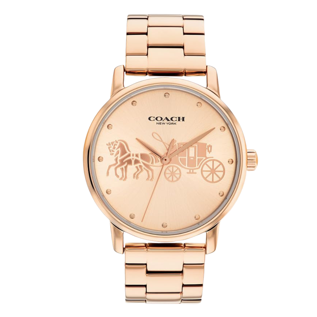 Coach Grand Rose Gold Stainless Steel Rose Gold Dial Quartz Watch for Ladies - 14503740