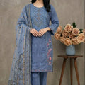 Amna Ali Nawaz Stitched 3 Pc Embroidered Suit - 8021 - (Cotton Silk With Monarch Dupatta)