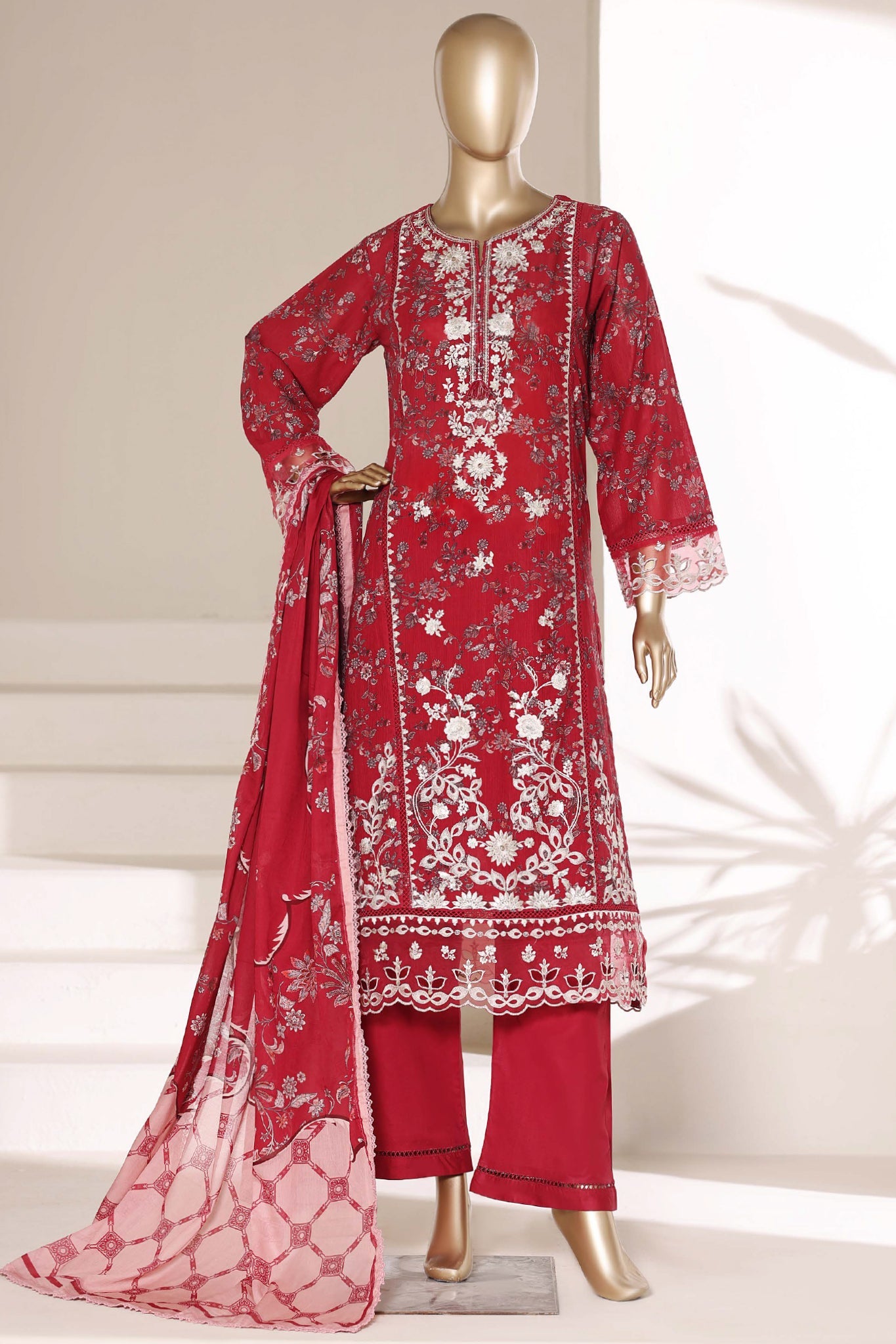 Sada Bahar Stitched 3 Piece Emb Signature Festive Vol-05 Suit-D-803-Maroon