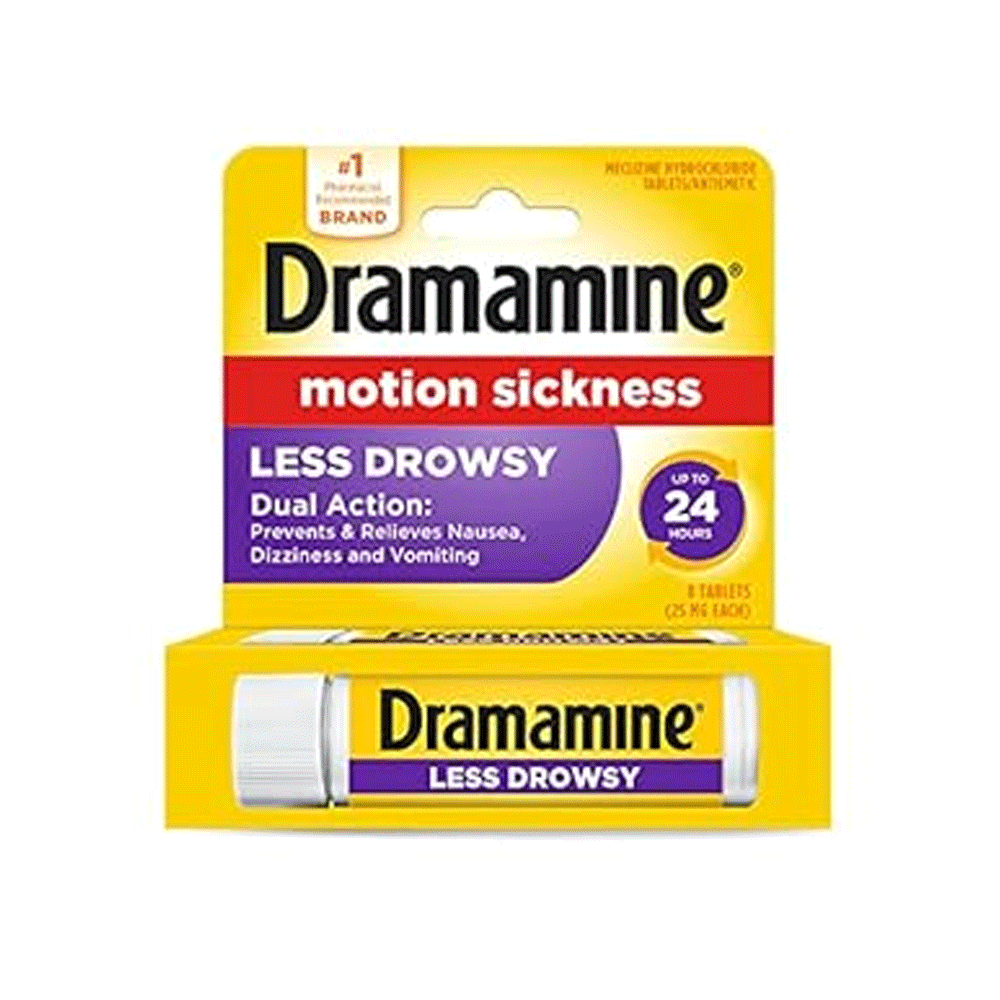 Dramamine Motion Sickness Less Drowsy 25mg Tab 8s - Snapcart.pk