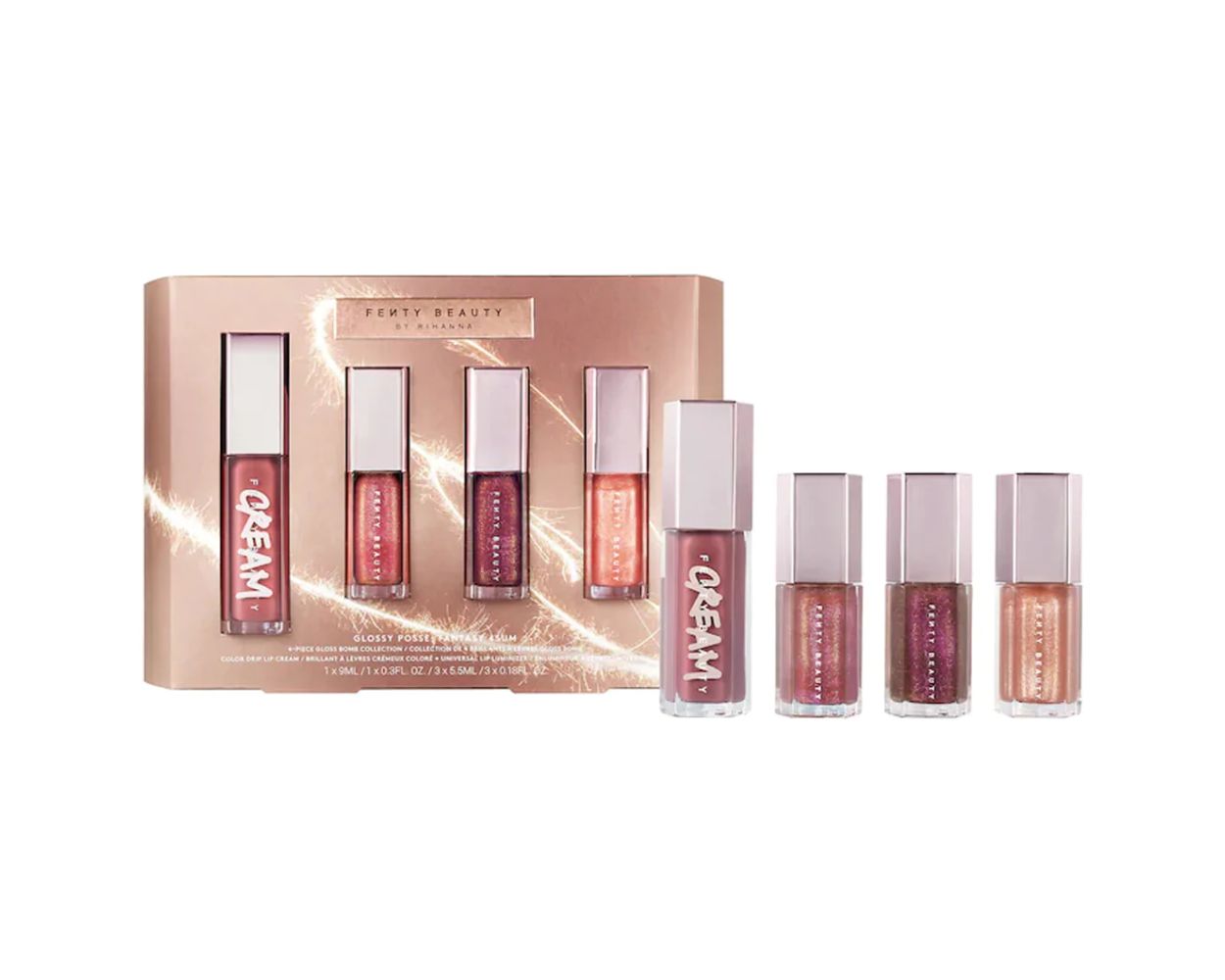 Fenty Beauty By Rihanna Glossy Posse Fantasy 4Sum Gloss Bomb Set  4 Piece