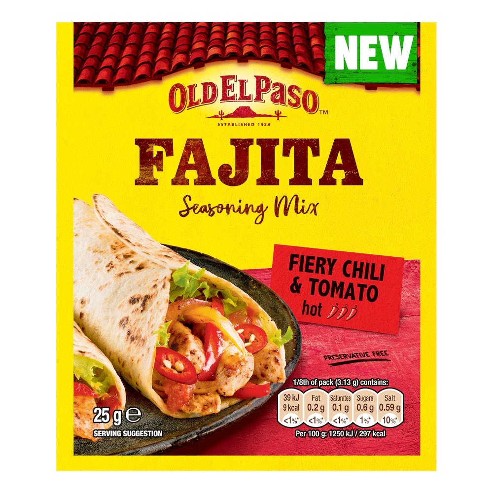 Old El Paso Fajita Seasoning Mix Fiery Chili & Tomato 25g