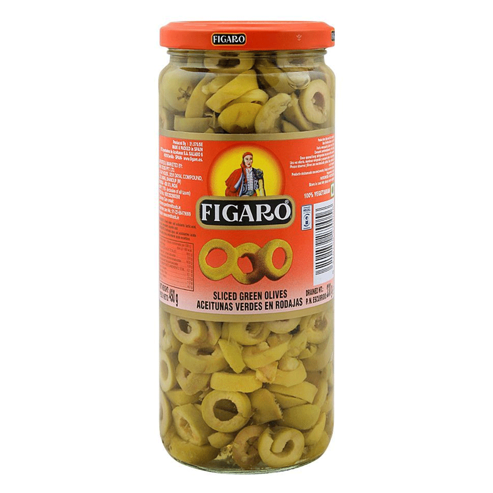Figaro Sliced Green Olives 450g