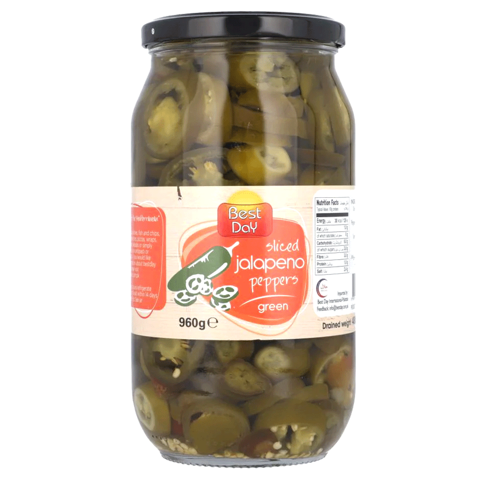 Best Day Sliced Jalapeno Peppers Green 960g