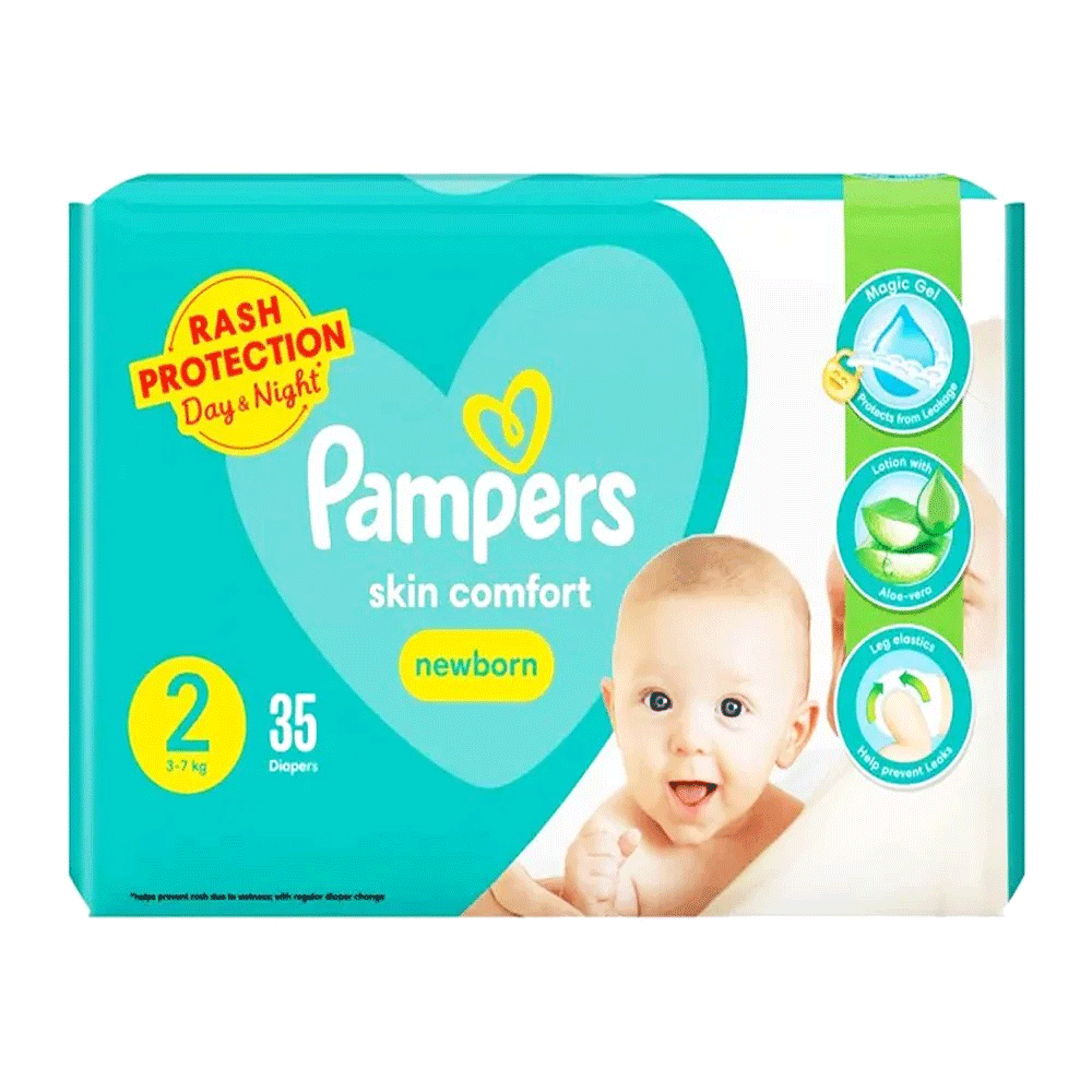Pampers Skin Comfort New Born 02 Diapers 35s - Snapcart.pk