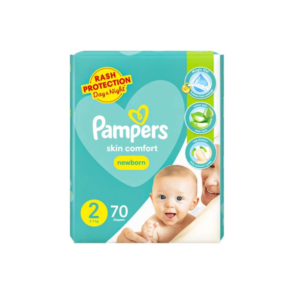 Pampers Skin Comfort New Born Diapers 70s - Snapcart.pk