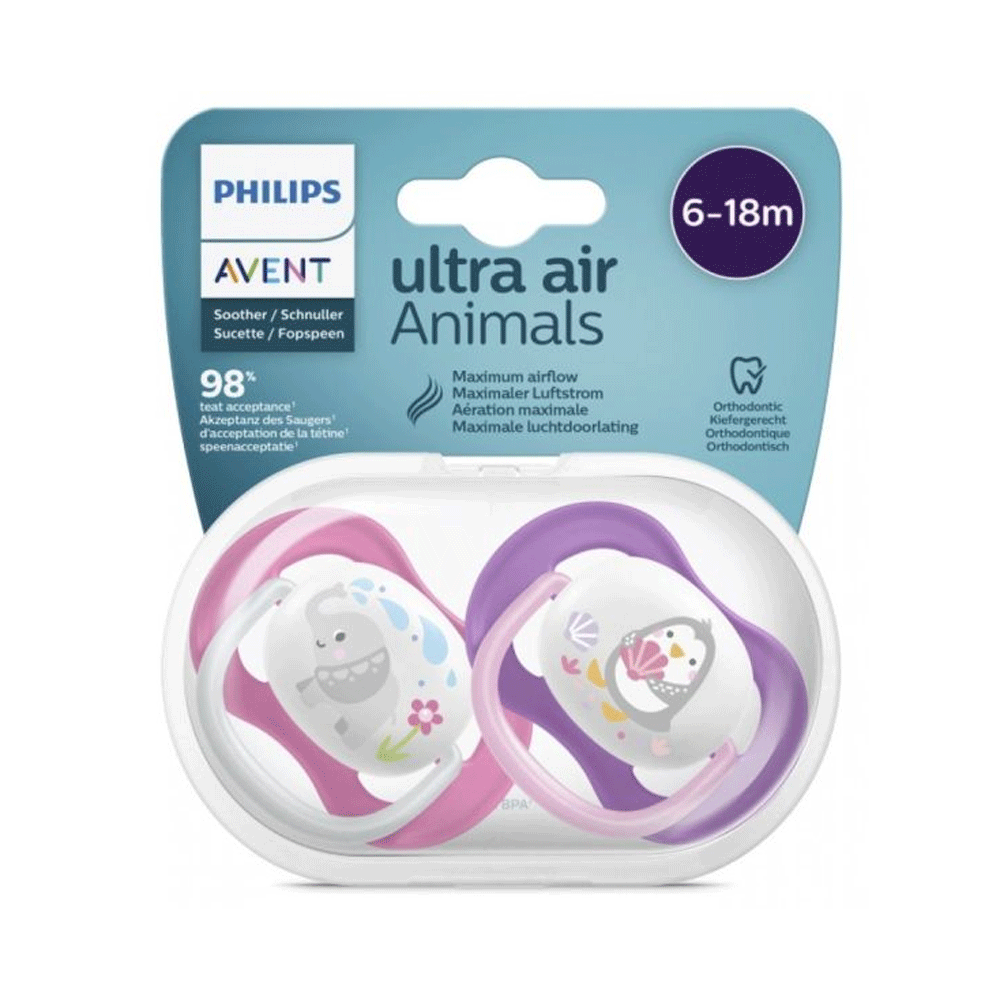 Avent Ultra Air Animals Soother 6-18m Scf080/08