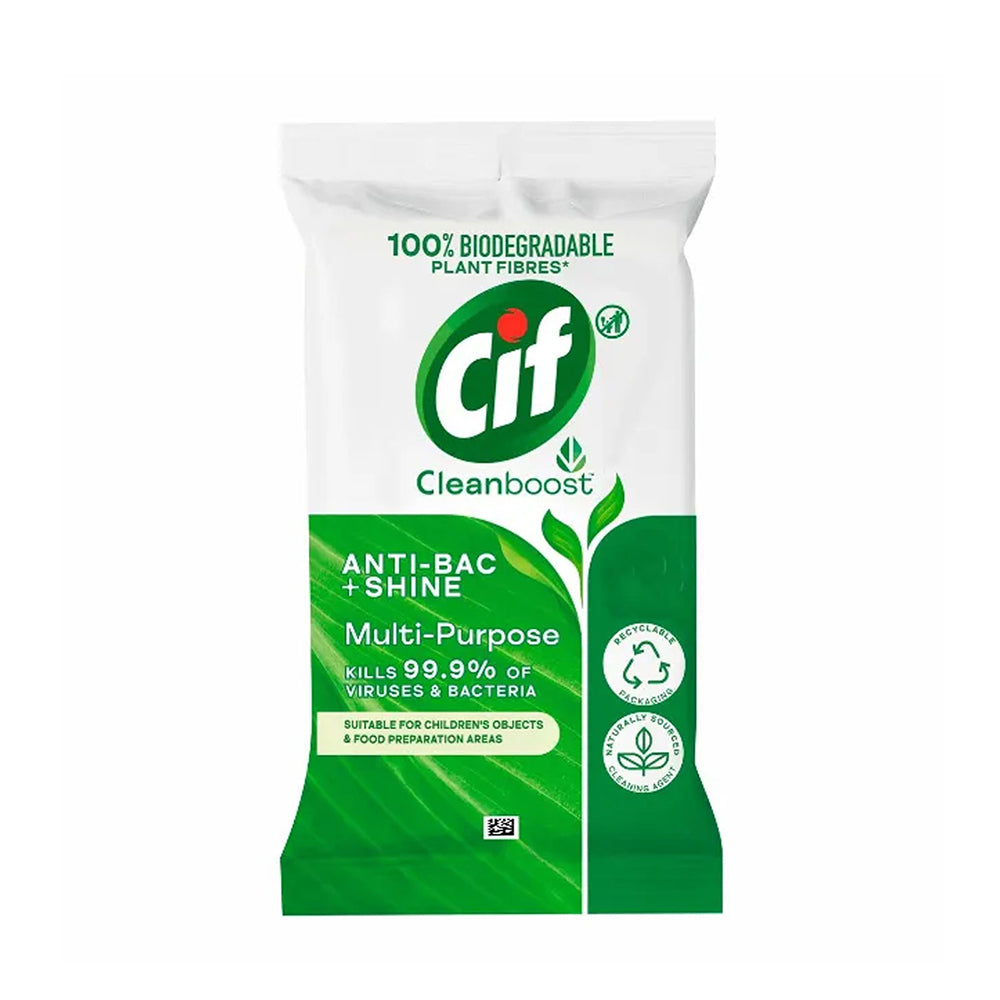 Cif Clean Boost Anti-Bac+Shine Multi Purpose Wipes 28s - Snapcart.pk
