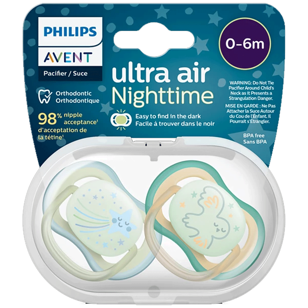 Philips Avent Soother Ultra Air Nighttime 0-6m SCF376/18