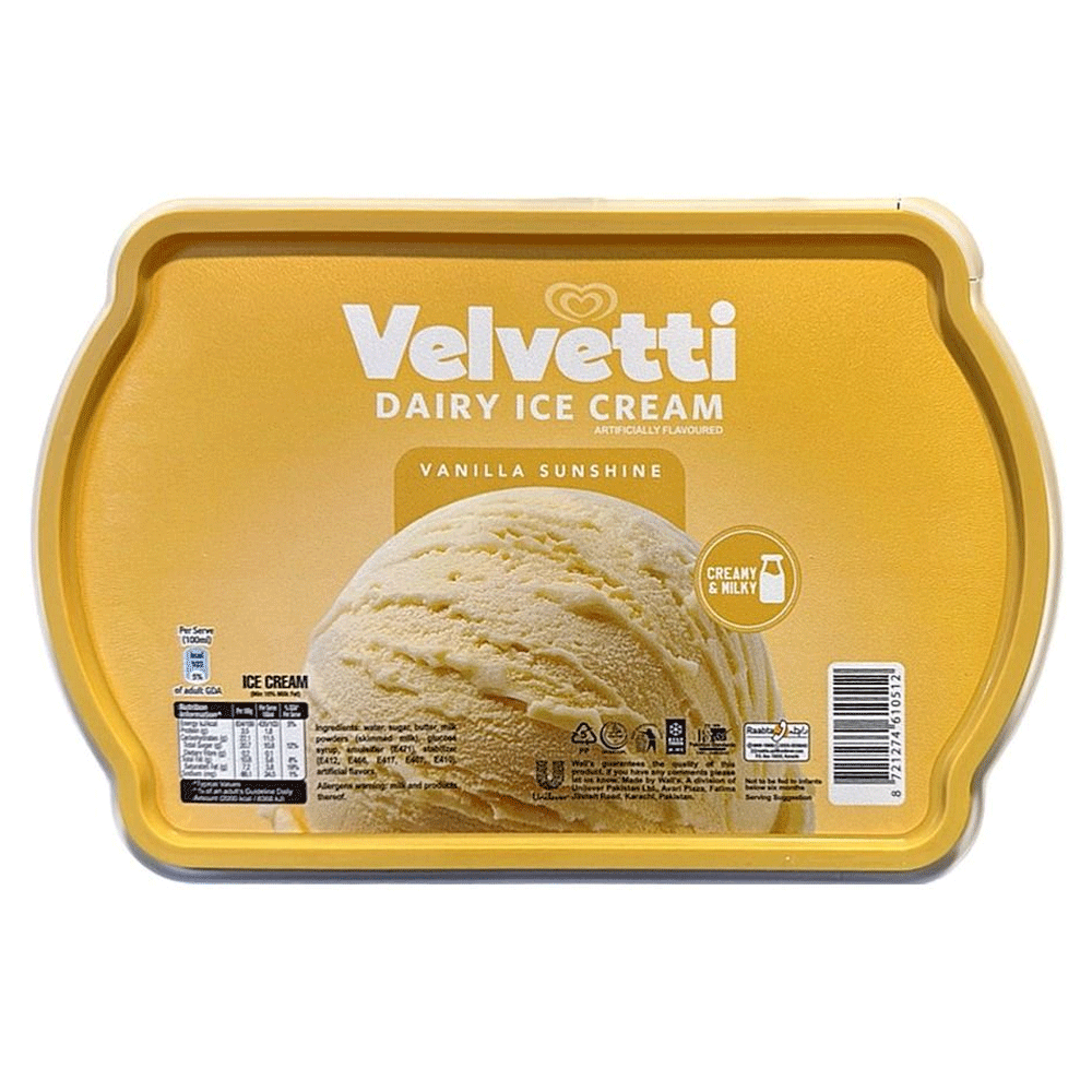 Walls Velvetti Dairy Ice Cream Vanilla Sunshine 1.3 Ltr