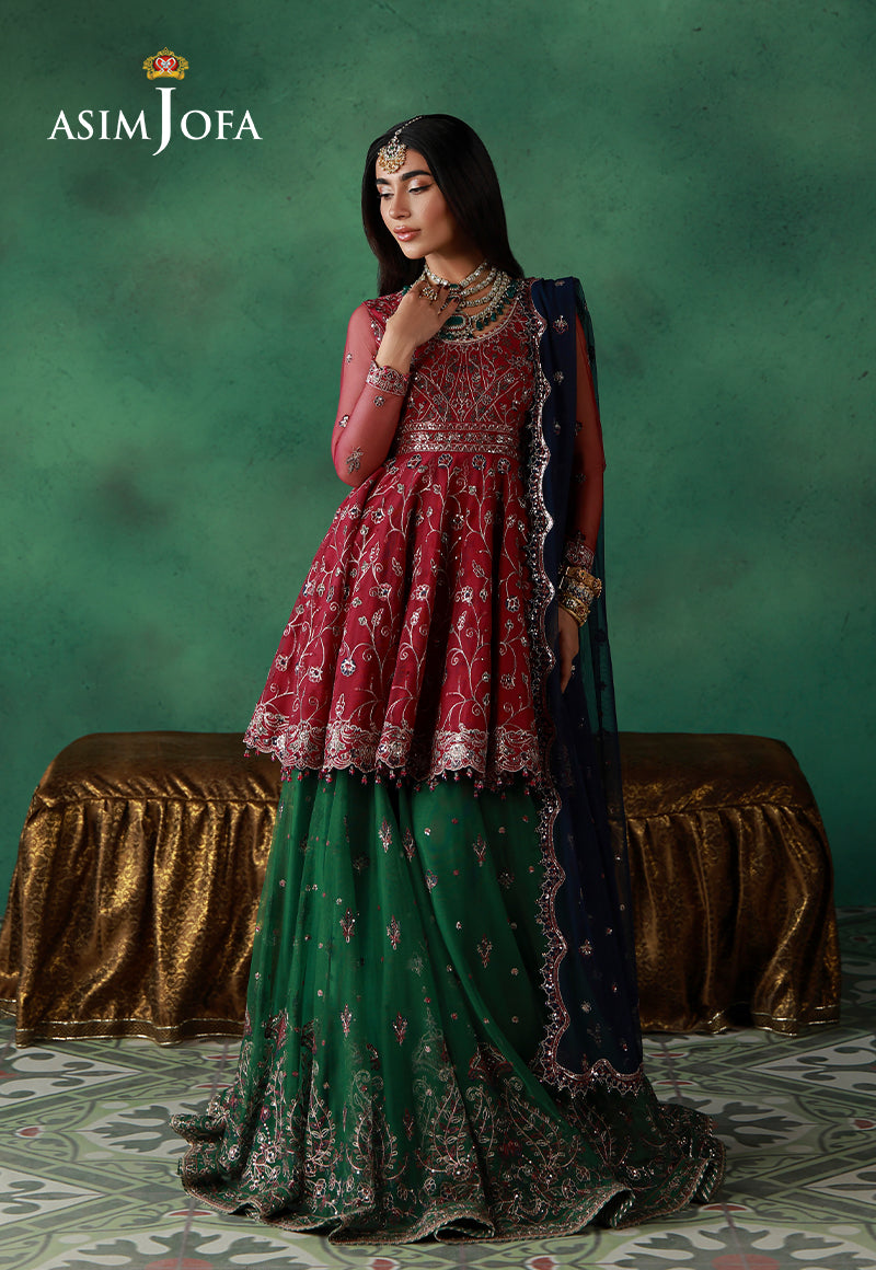 Asim Jofa Unstitched 3 Piece Wedding Festive Suit-AJULN-08 Embroidered Net Unstitched 3 Pcs