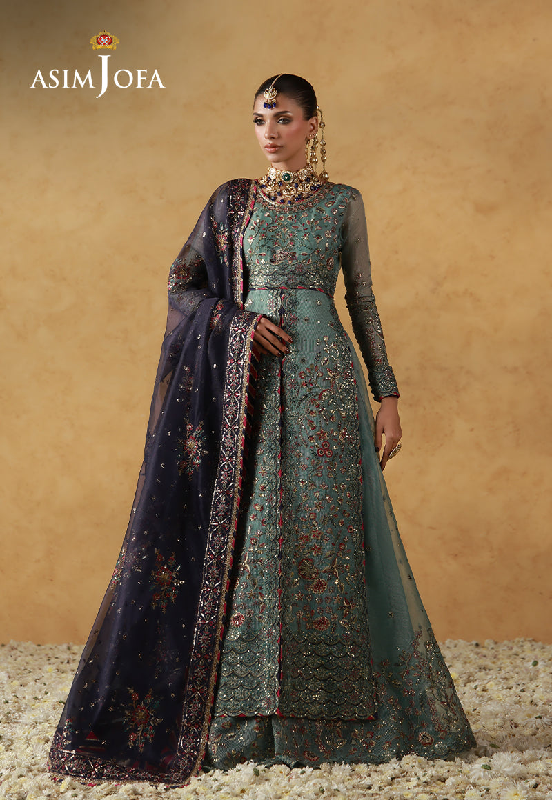 Asim Jofa Unstitched 3 Piece Wedding Festive Suit-AJULN-05 Embroidered Javeria Net Unstitched 3 Pcs