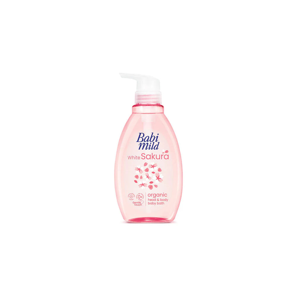 Babi Mild White Sakura Organic Head & Body Baby Bath 180ml - Snapcart.pk