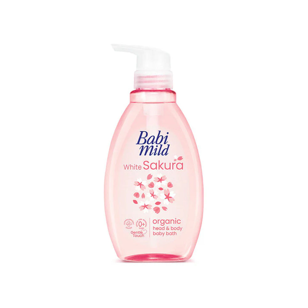 Babi Mild White Sakura Organic Head & Body Baby Bath 380ml - Snapcart.pk