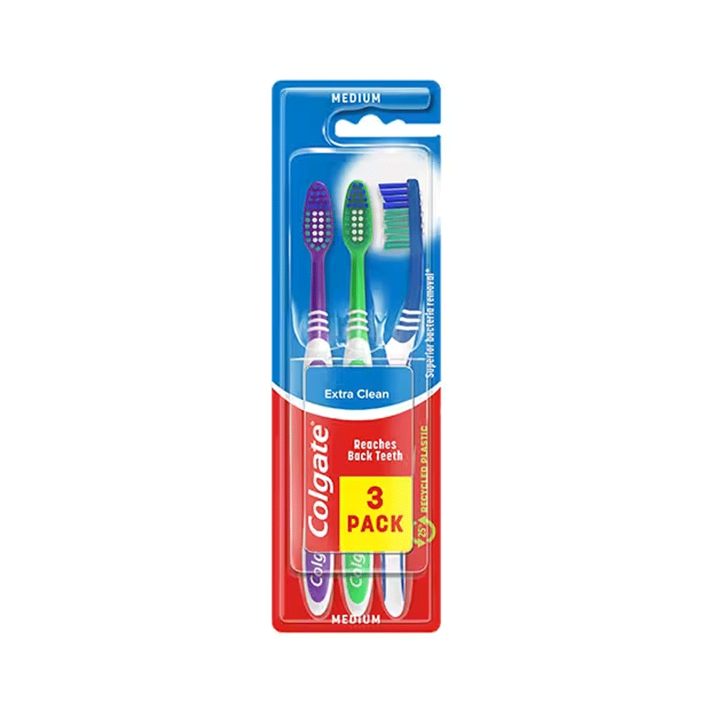 Colgate Extra Clean Medium Toothbrush 3s Colgate