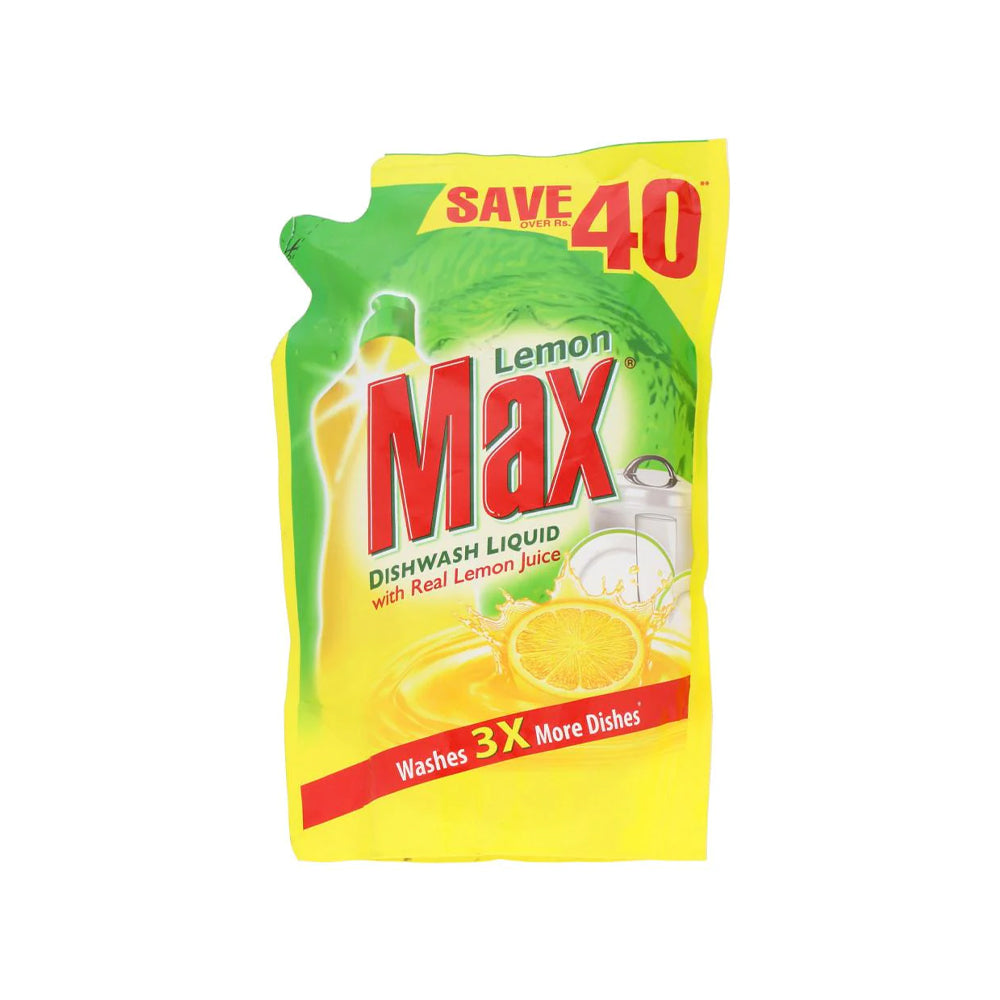Lemon Max Dishwash Liquid Lemon Pouch 450ml - Snapcart.pk