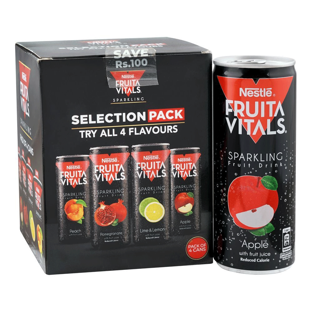 Nestle Fruita Vitals Sparkling 4 Flavours Can Selection Pack
