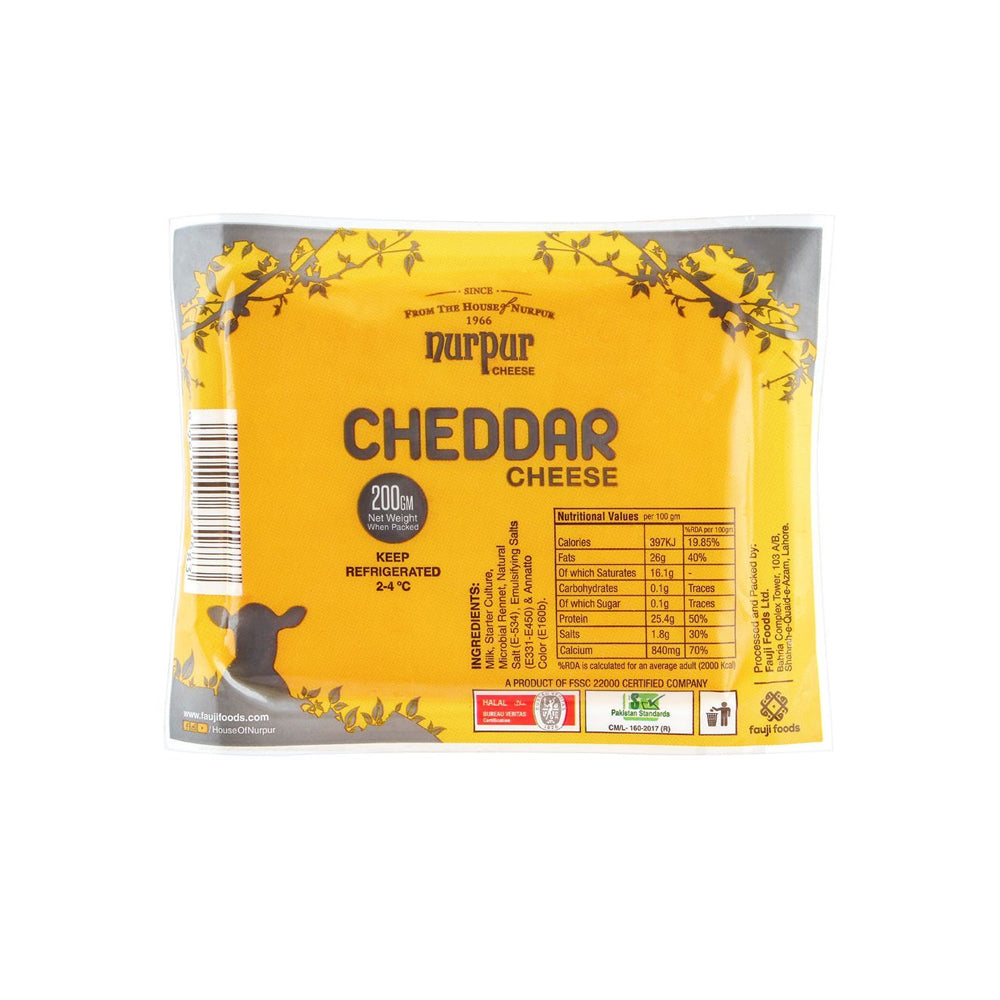 Nurpur Cheddar Cheese 200g - Snapcart.pk