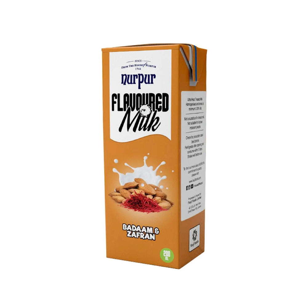 Nurpur Badaam & Zafran Flavoured Milk 180ml - Snapcart.pk