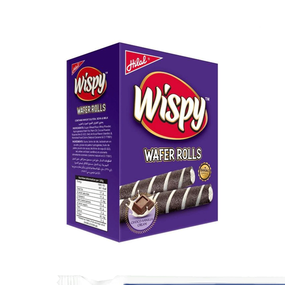 Hilal Wispy Crispy Chocolate & Vanilla Wafer Rolls 2s - Snapcart.pk