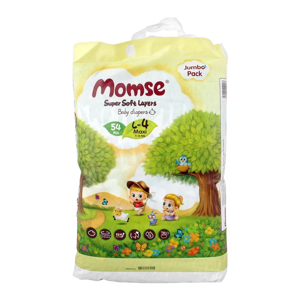 Momse Jumbo Pack Maxi-4 Baby Diapers 54pcs - Snapcart.pk