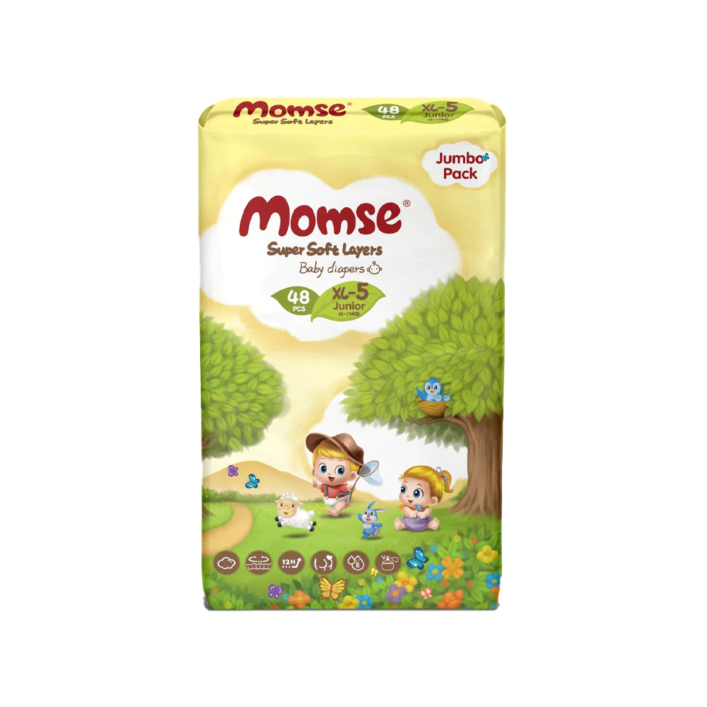 Momse Jumbo Pack Junior-5 Baby Diapers 48pcs - Snapcart.pk